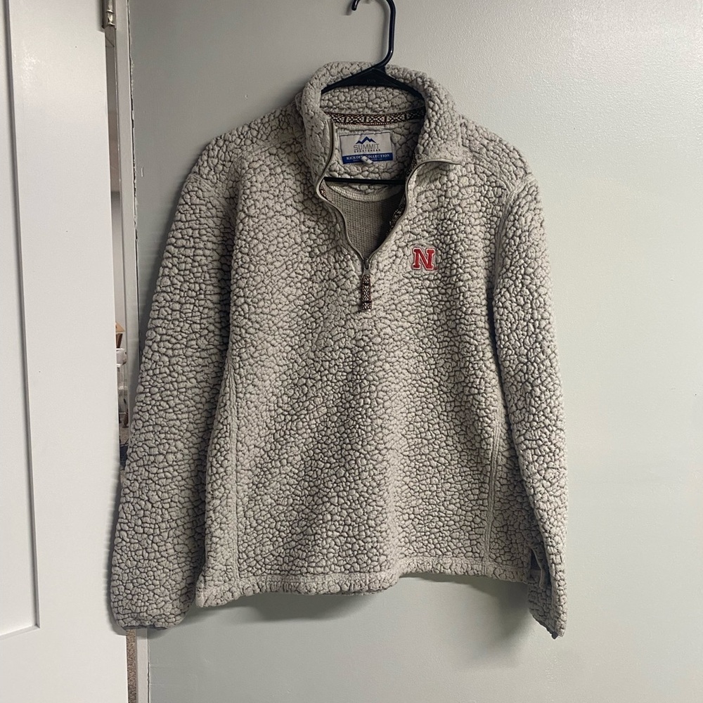 Gray Sherpa Quarter-Zip Pullover huskers Nebraska